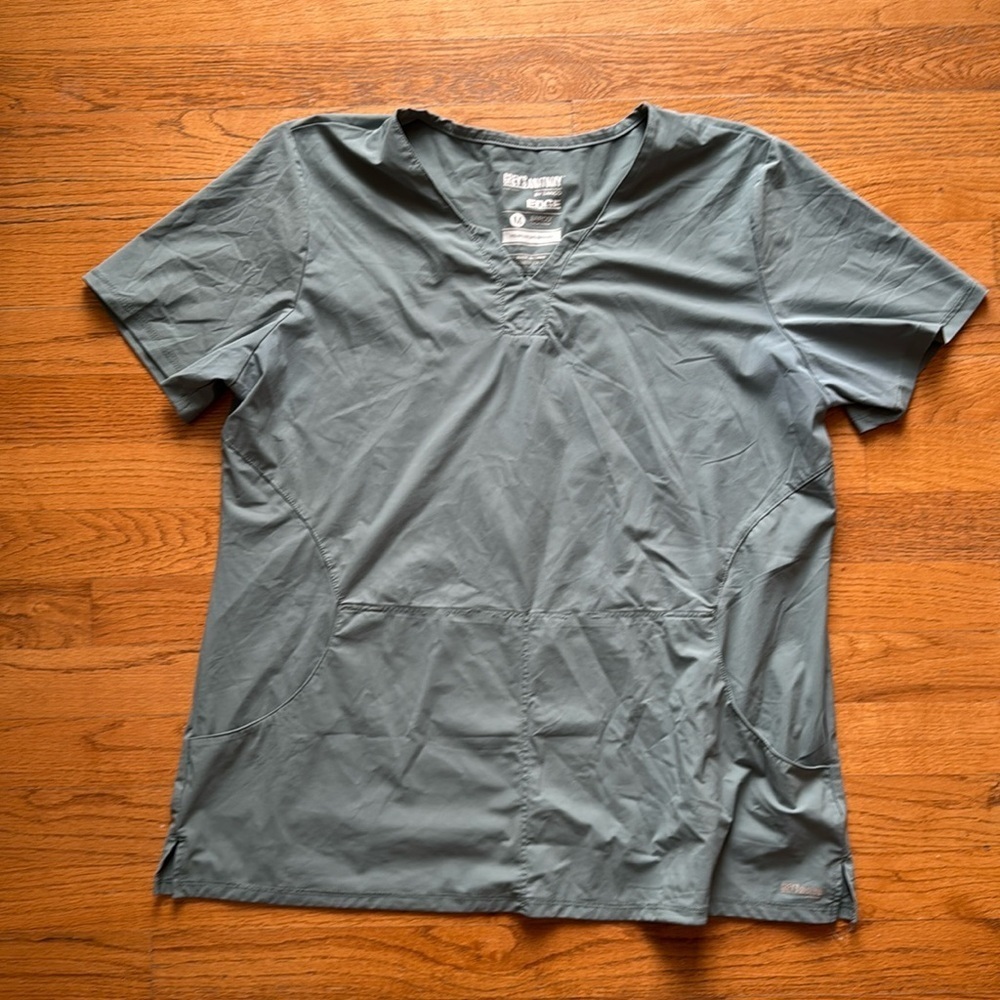 Grey’s Anatomy Edge stretchy slate green scrub top size medium